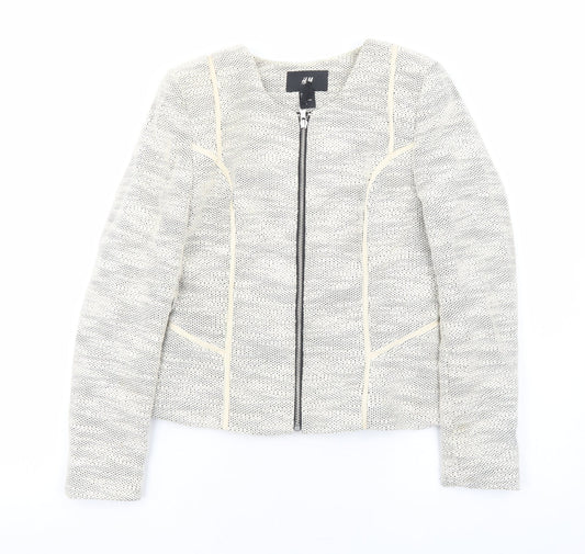 H&M Womens Ivory Geometric Jacket Size 8 Zip