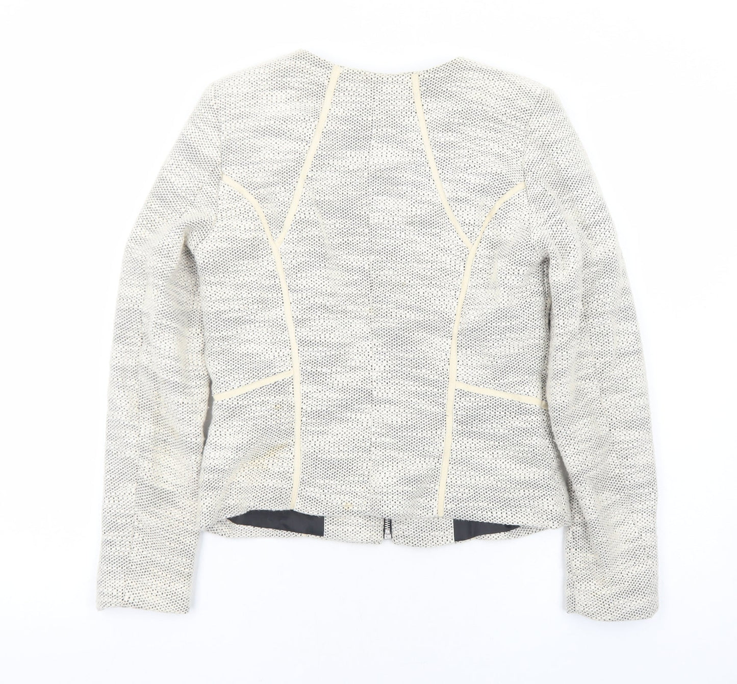 H&M Womens Ivory Geometric Jacket Size 8 Zip