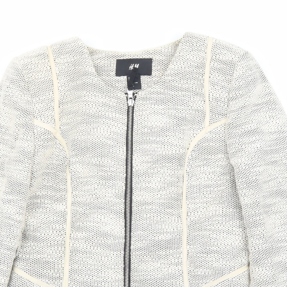 H&M Womens Ivory Geometric Jacket Size 8 Zip