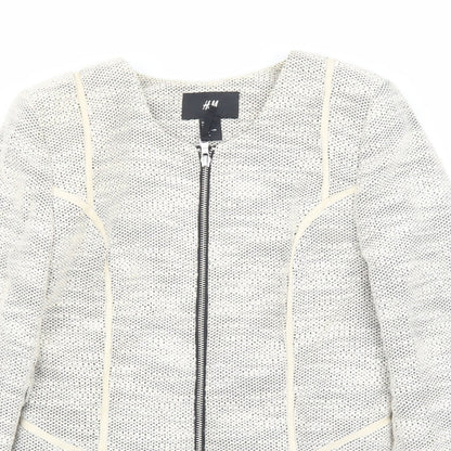 H&M Womens Ivory Geometric Jacket Size 8 Zip