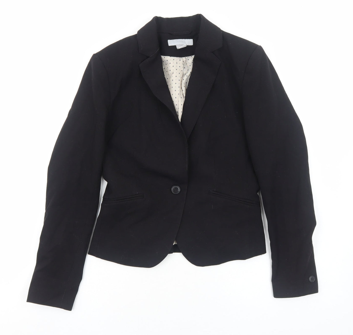 H&M Womens Black Cotton Jacket Blazer Size 6