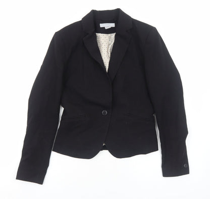 H&M Womens Black Cotton Jacket Blazer Size 6