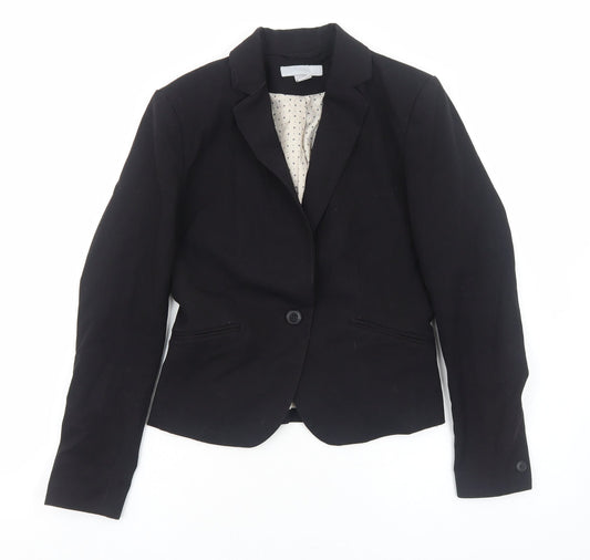 H&M Womens Black Cotton Jacket Blazer Size 6