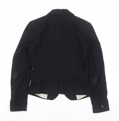 H&M Womens Black Cotton Jacket Blazer Size 6