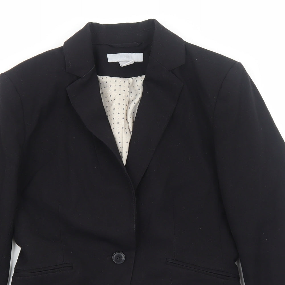 H&M Womens Black Cotton Jacket Blazer Size 6