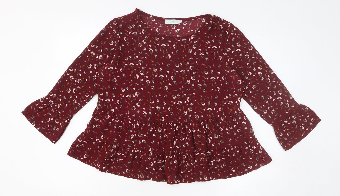 Womens UK Size M Preworn Red Basic Blouse