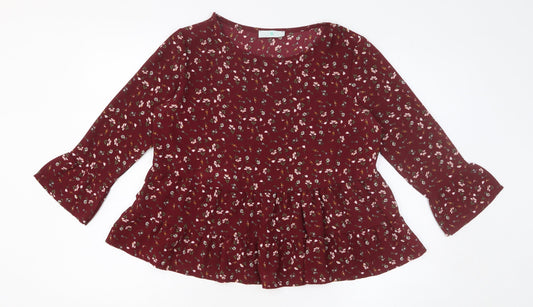 Womens UK Size M Preworn Red Basic Blouse