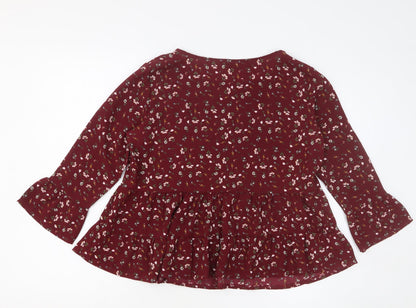 Womens UK Size M Preworn Red Basic Blouse