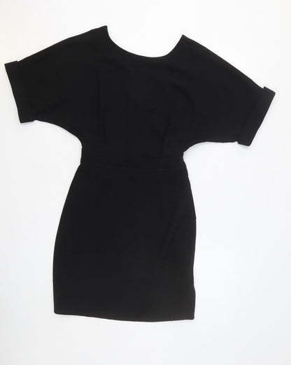 ASOS Womens Black Polyester A-Line Size 8 Scoop Neck Zip