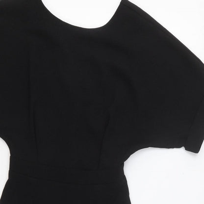 ASOS Womens Black Polyester A-Line Size 8 Scoop Neck Zip