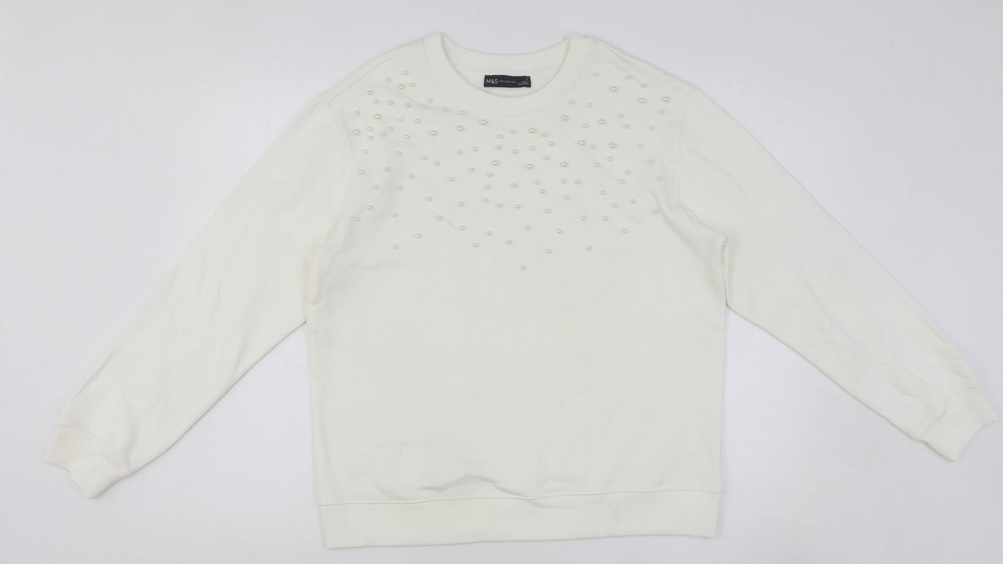 Womens UK Size S Marks and Spencer White Pullover Sweatshirt