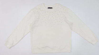 Womens UK Size S Marks and Spencer White Pullover Sweatshirt