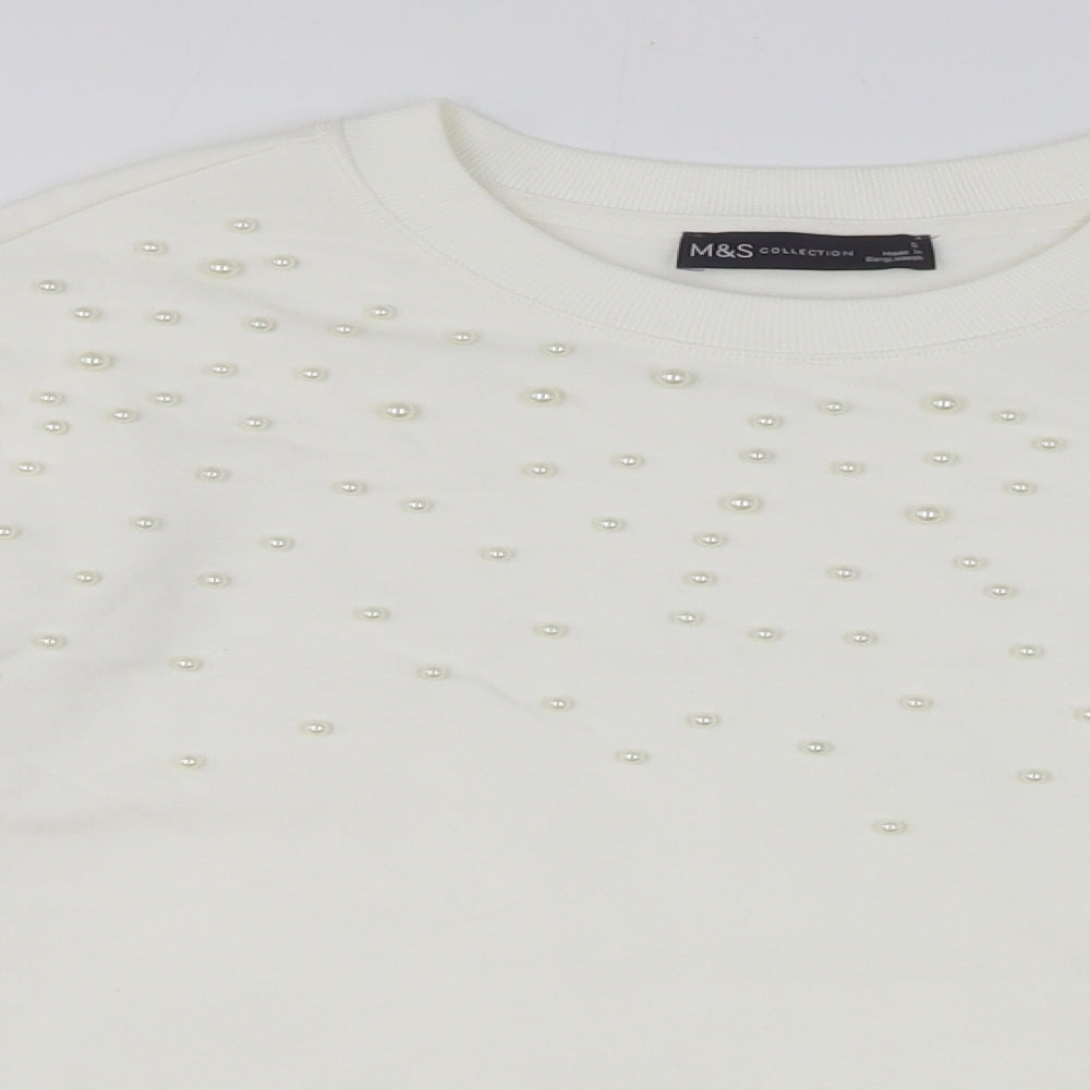 Womens UK Size S Marks and Spencer White Pullover Sweatshirt