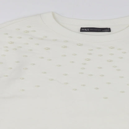 Womens UK Size S Marks and Spencer White Pullover Sweatshirt