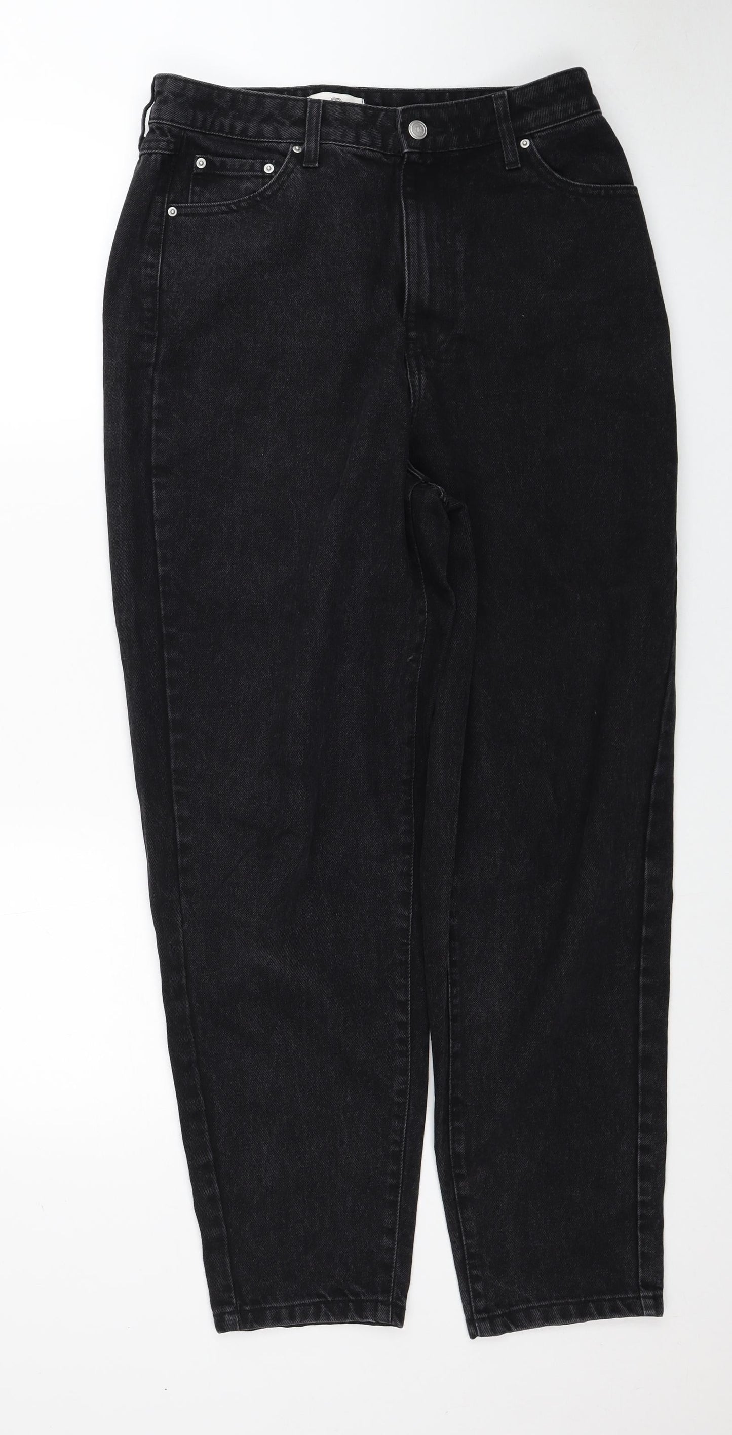 River Island Womens Black Cotton Tapered Jeans Size 12 Regular Zip