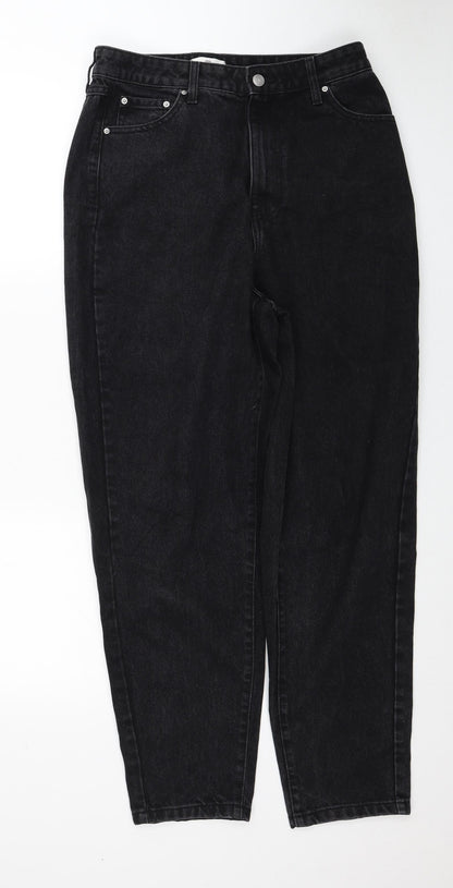 River Island Womens Black Cotton Tapered Jeans Size 12 Regular Zip