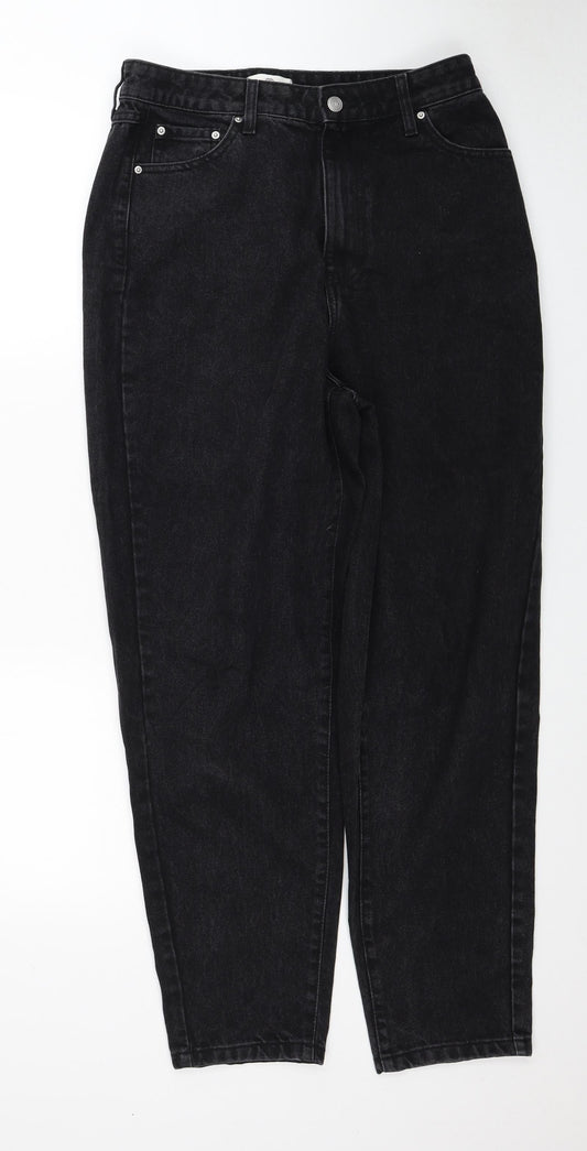 River Island Womens Black Cotton Tapered Jeans Size 12 Regular Zip