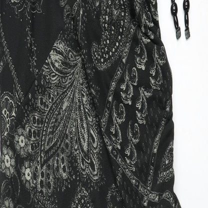 H&M Womens Black Geometric Polyester Bodycon Size L One Shoulder Pullover
