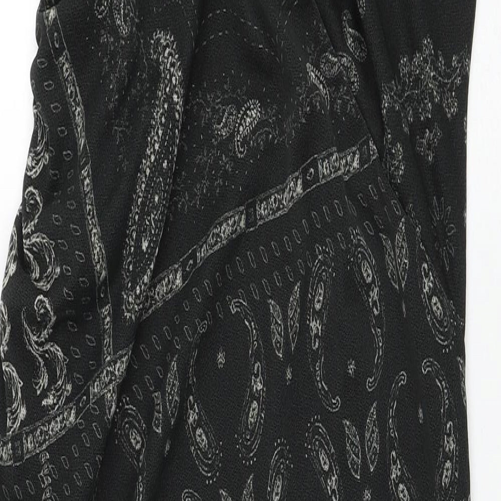 H&M Womens Black Geometric Polyester Bodycon Size L One Shoulder Pullover