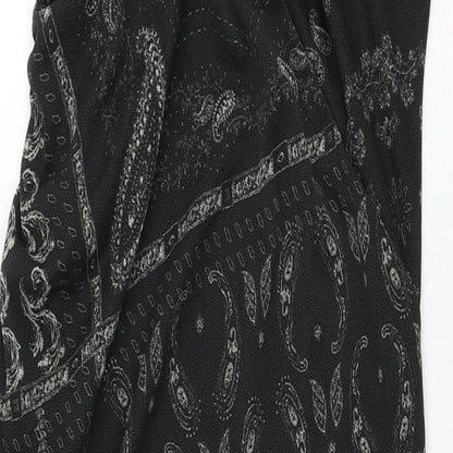 H&M Womens Black Geometric Polyester Bodycon Size L One Shoulder Pullover