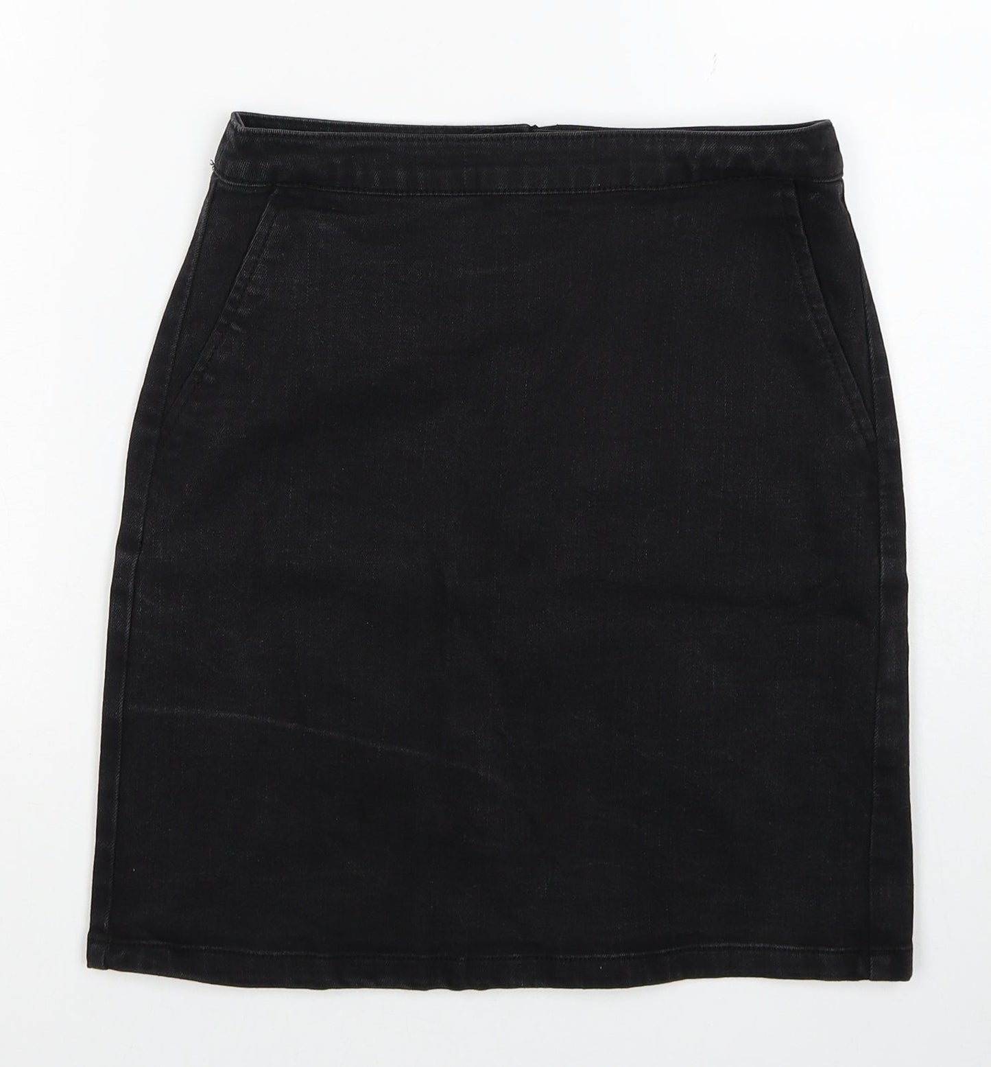 Ware Denim Womens Black Cotton Straight & Pencil Skirt Size 8 Zip