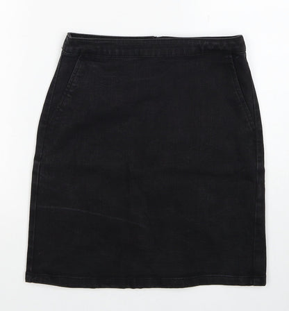 Ware Denim Womens Black Cotton Straight & Pencil Skirt Size 8 Zip