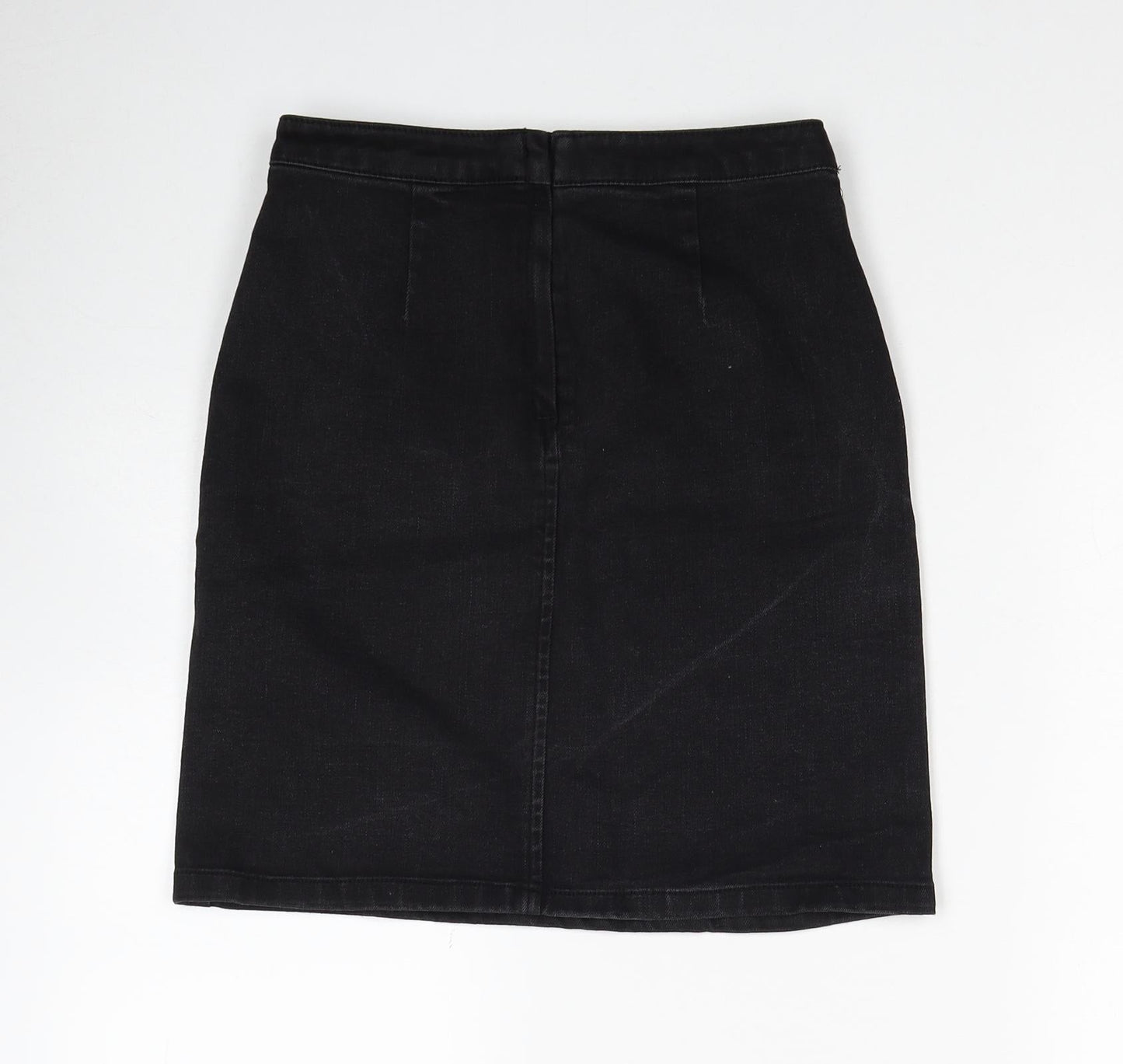 Ware Denim Womens Black Cotton Straight & Pencil Skirt Size 8 Zip