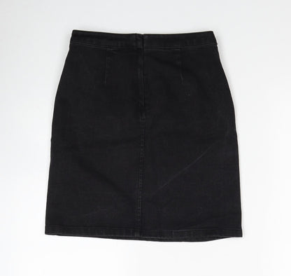 Ware Denim Womens Black Cotton Straight & Pencil Skirt Size 8 Zip