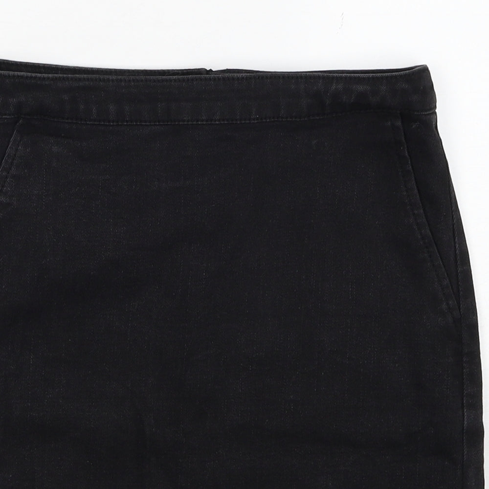 Ware Denim Womens Black Cotton Straight & Pencil Skirt Size 8 Zip
