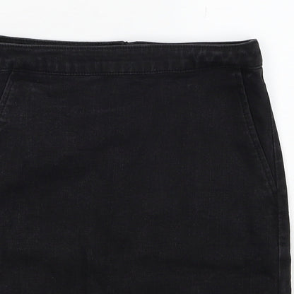 Ware Denim Womens Black Cotton Straight & Pencil Skirt Size 8 Zip