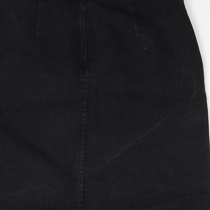 Ware Denim Womens Black Cotton Straight & Pencil Skirt Size 8 Zip