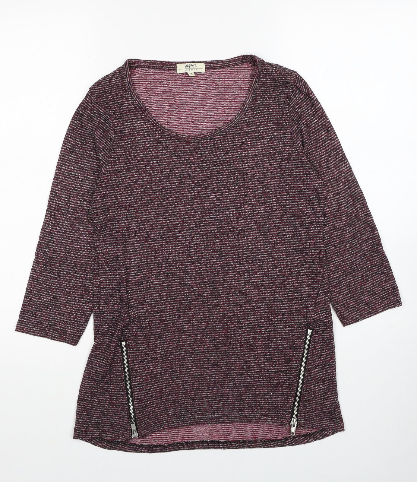 Papaya Womens Beige Cotton Tunic T-Shirt Size S Scoop Neck