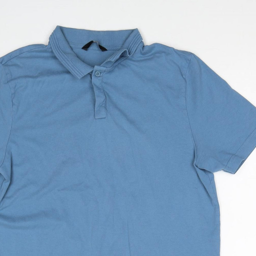 Very Mens Blue Cotton Polo Size L Collared Pullover