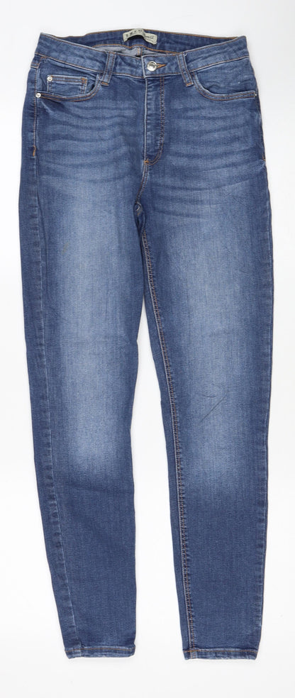 Denim & Co. Womens Blue Cotton Straight Jeans Size 10 Regular Zip