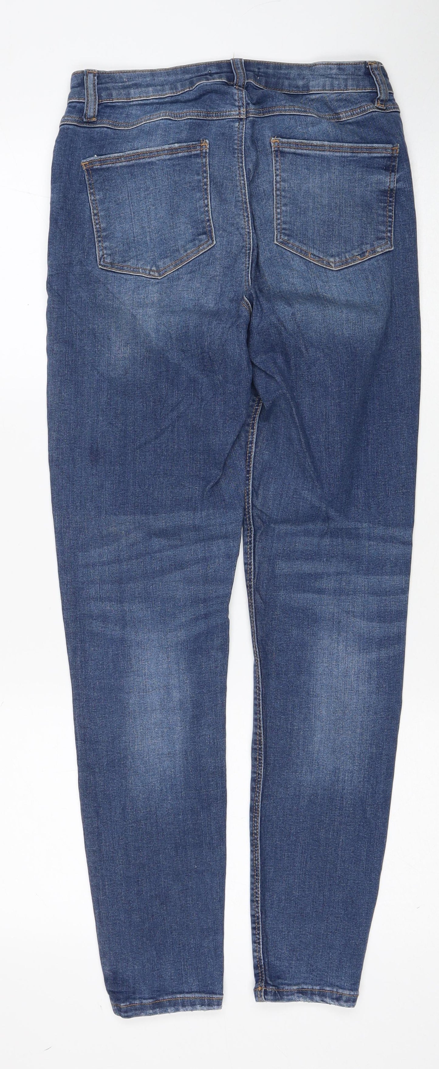 Denim & Co. Womens Blue Cotton Straight Jeans Size 10 Regular Zip