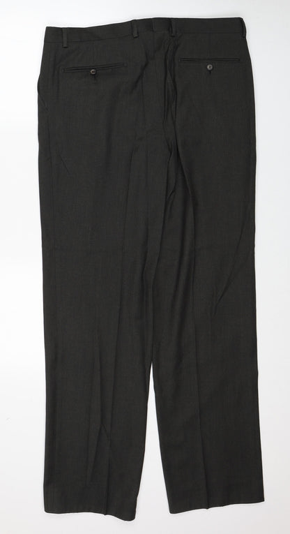 Preworn Mens Grey Polyester Dress Pants Trousers Size 36 in Regular Zip