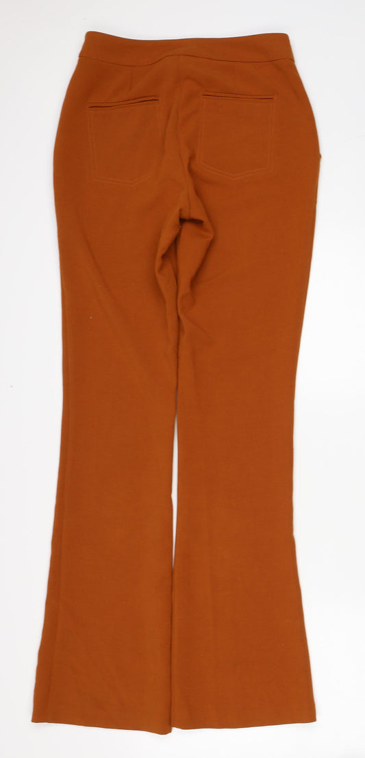 Topshop Womens Brown Polyester Trousers Size 8 Regular Zip