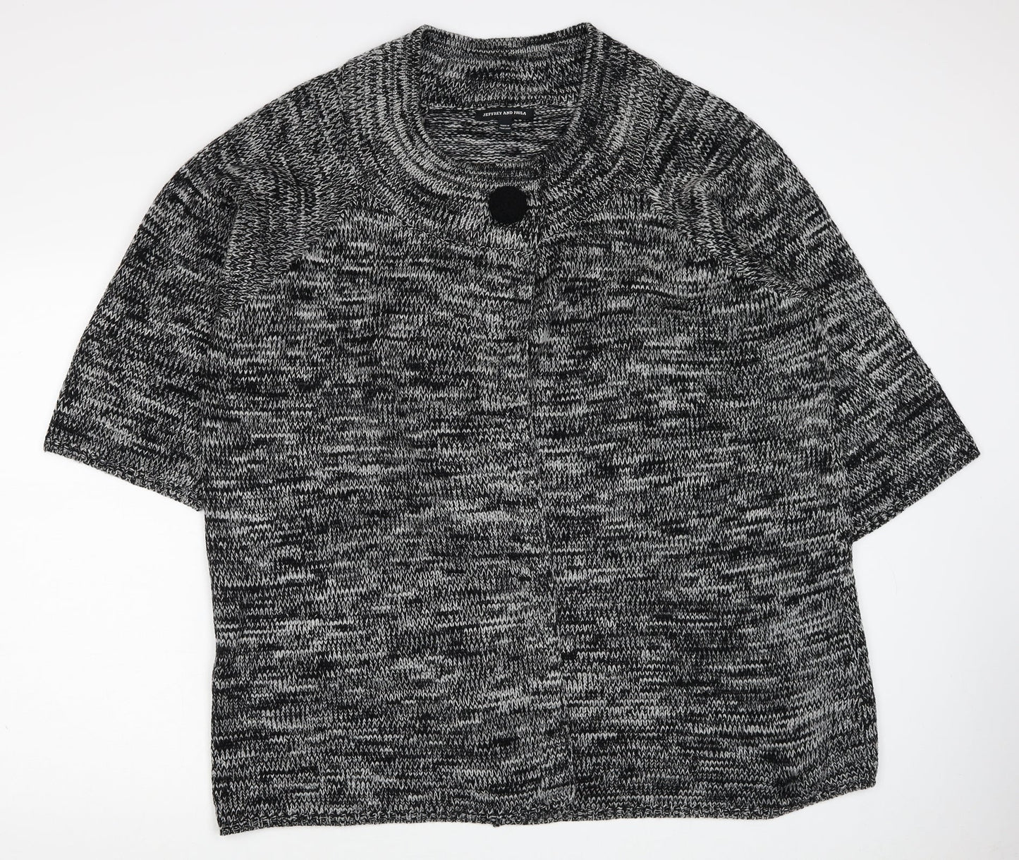 Jeffrey & Paula Womens Black Round Neck Acrylic Cardigan Jumper Size 16