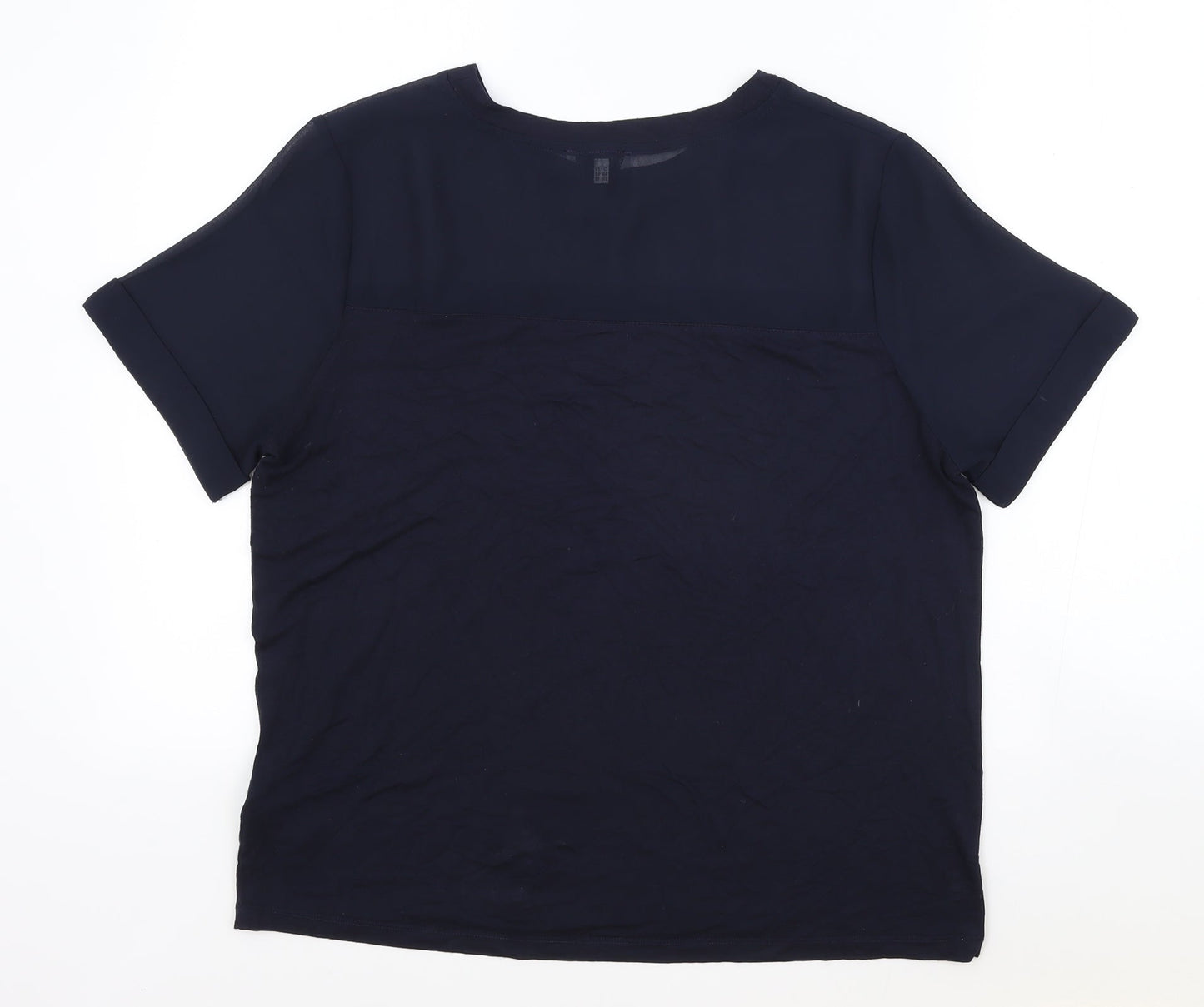 Womens UK Size 14 Warehouse Blue Basic T-Shirt