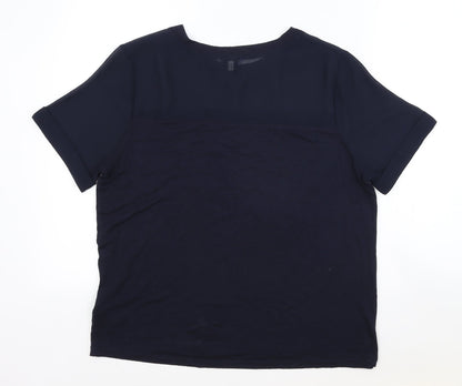 Womens UK Size 14 Warehouse Blue Basic T-Shirt