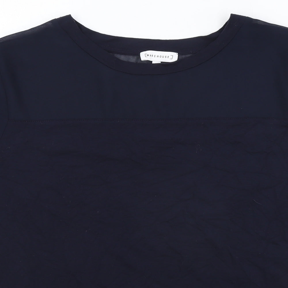 Womens UK Size 14 Warehouse Blue Basic T-Shirt