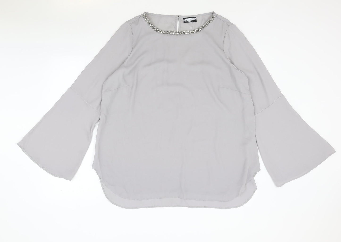 Womens UK Size L Preworn Grey Basic Blouse