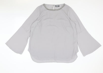 Womens UK Size L Preworn Grey Basic Blouse
