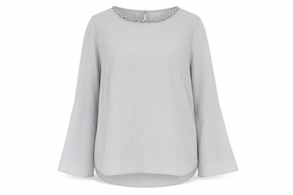 Womens UK Size L Preworn Grey Basic Blouse