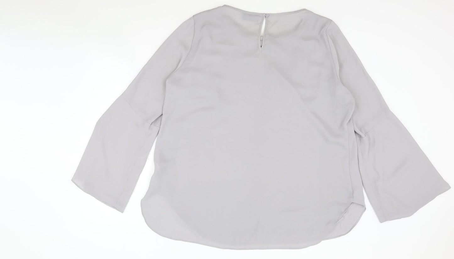 Womens UK Size L Preworn Grey Basic Blouse