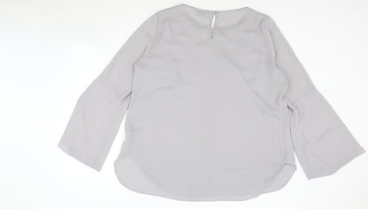 Womens UK Size L Preworn Grey Basic Blouse