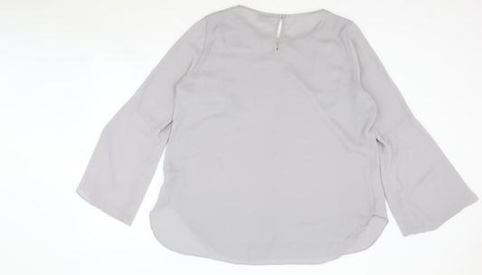 Womens UK Size L Preworn Grey Basic Blouse