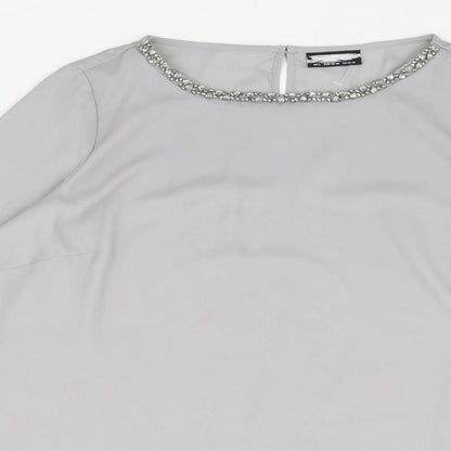 Womens UK Size L Preworn Grey Basic Blouse