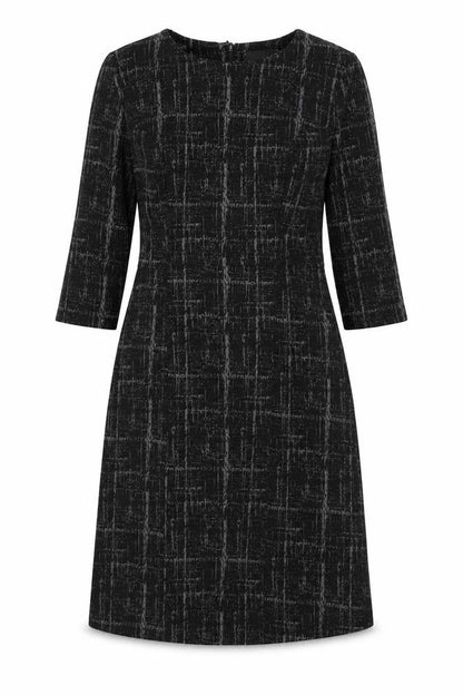 NEXT Womens Black Geometric Polyester A-Line Size 10 Boat Neck Zip