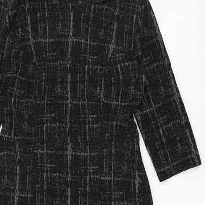 NEXT Womens Black Geometric Polyester A-Line Size 10 Boat Neck Zip